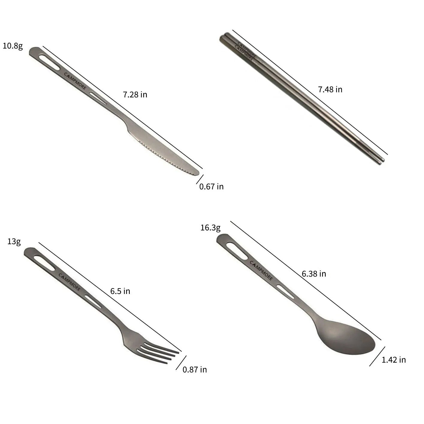 Titanium Trekker Ultralight Cutlery Set