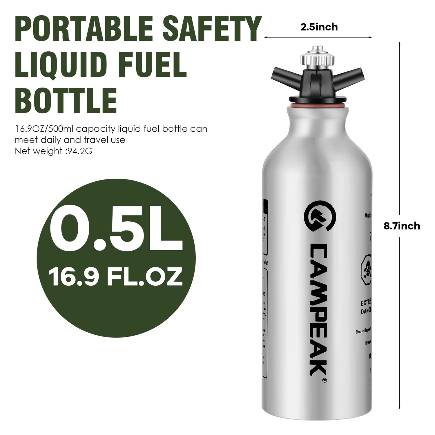 Portable .5L Liquid Fuel Bottle