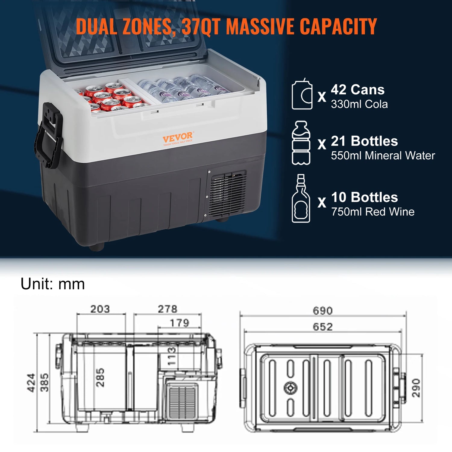 VEVOR 12/24V DC Portable Cooler