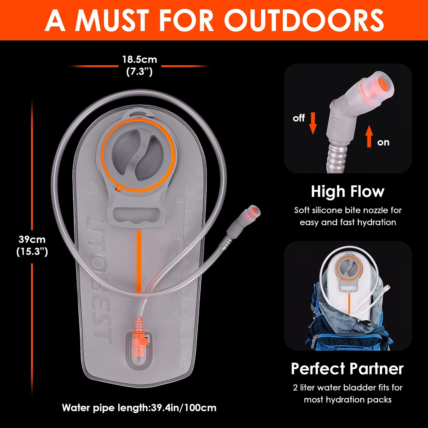 UTOBEST PERFORMANCE 2L Water Reservoir / Hydration Bladder - BPA Free