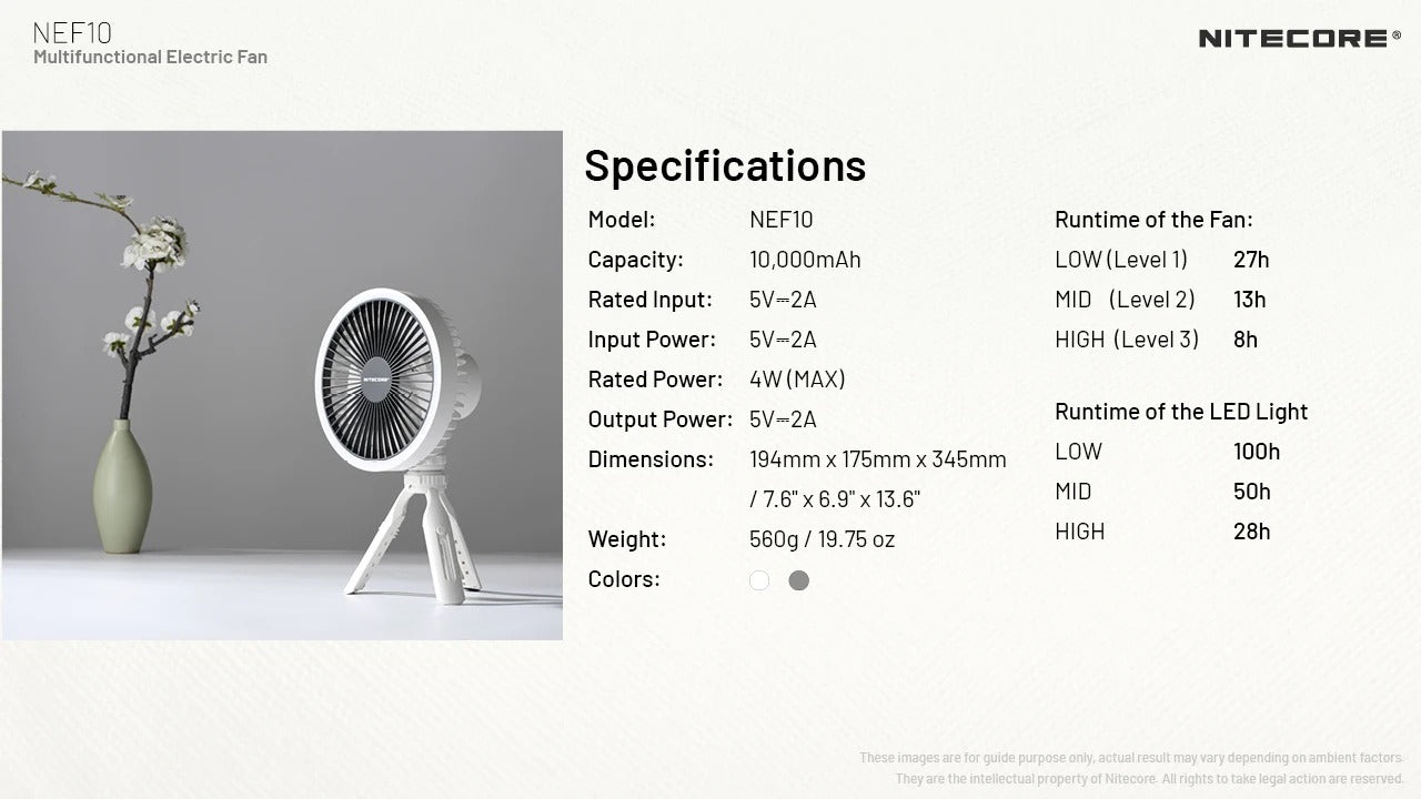 NITECORE USB-C Rechargeable Camping Fan