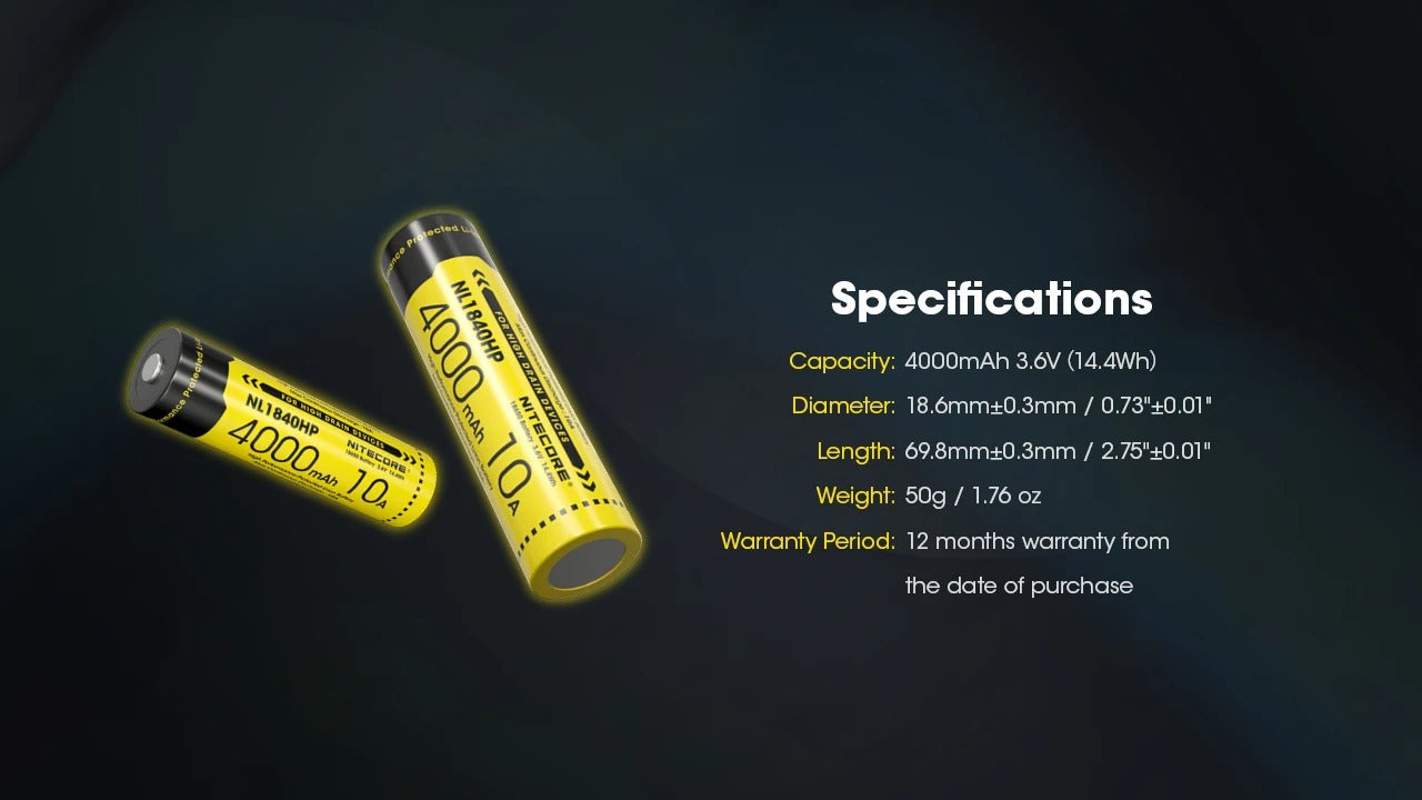 Nitecore 3.6V Li-ion 4000mAh Rechargeable Battery
