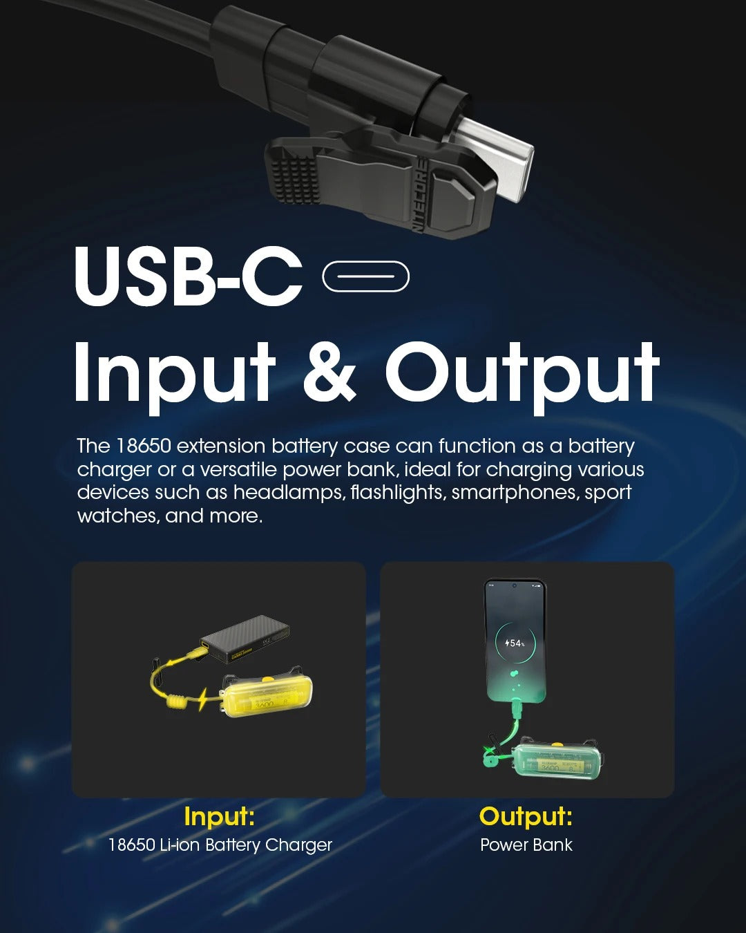 NITECORE Headlamp Battery Extension Case Li-ion Battery Charger