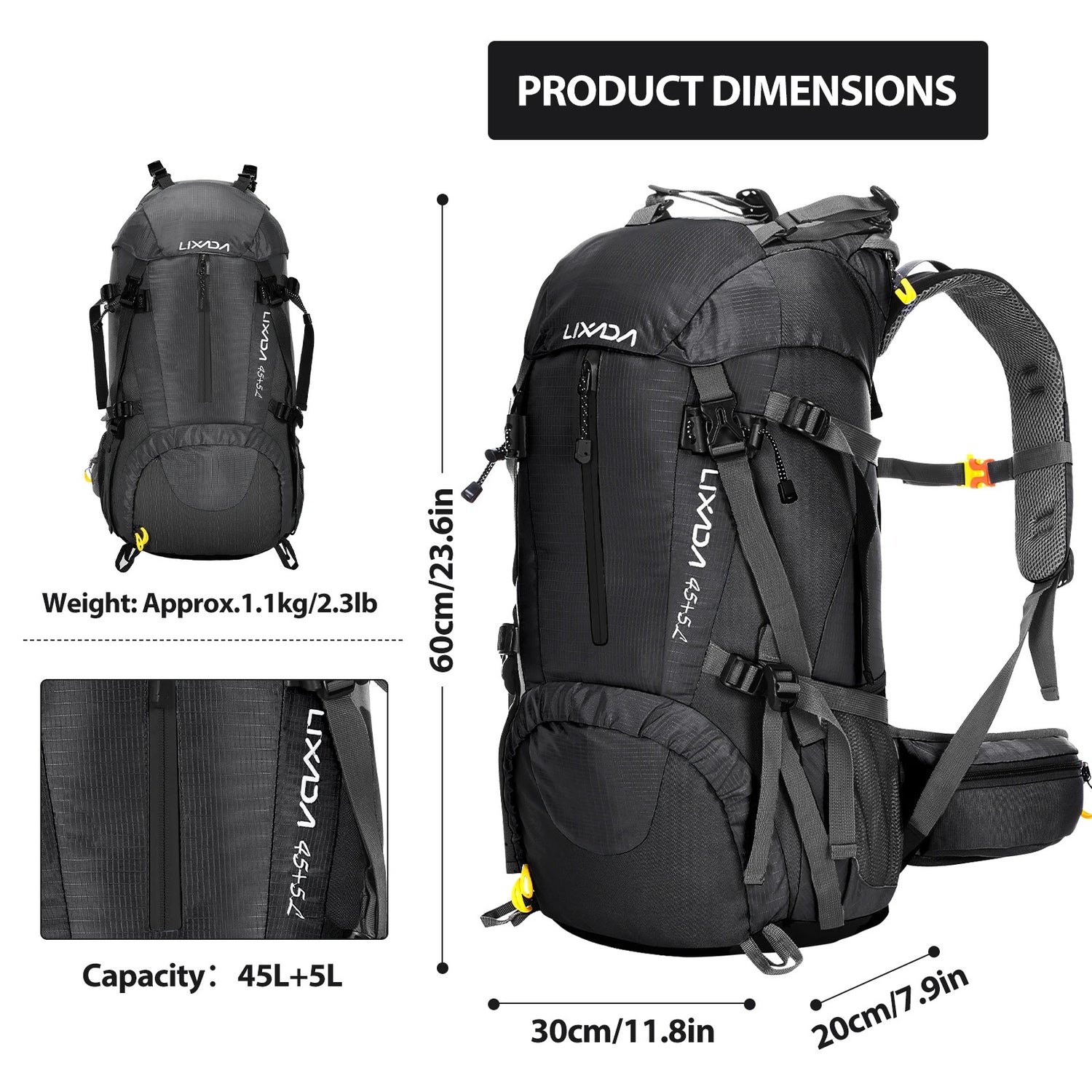 LIXADA 50L Multi-day Backpack