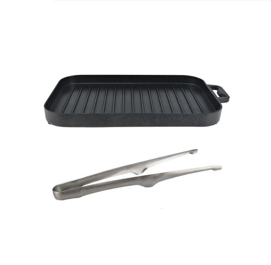 Non-Stick Grilling Plate w/ Tongs